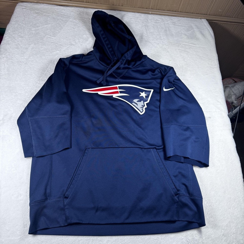 New England Patriots Hoodie Mens XL Blue NFL Football Pullover Nike Therma Fit